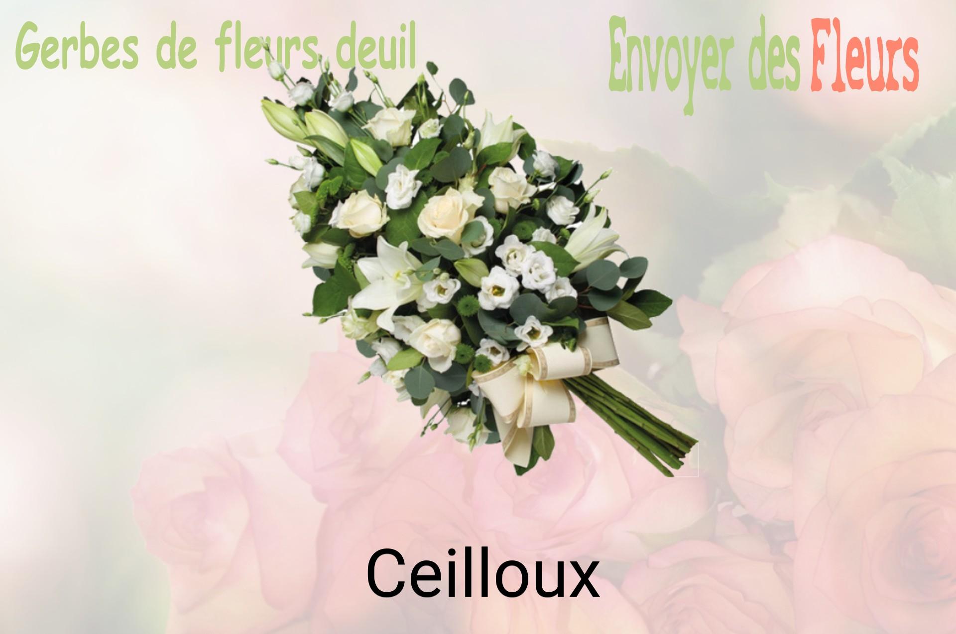 Gerbe de fleurs de deuil livrée à Ceilloux